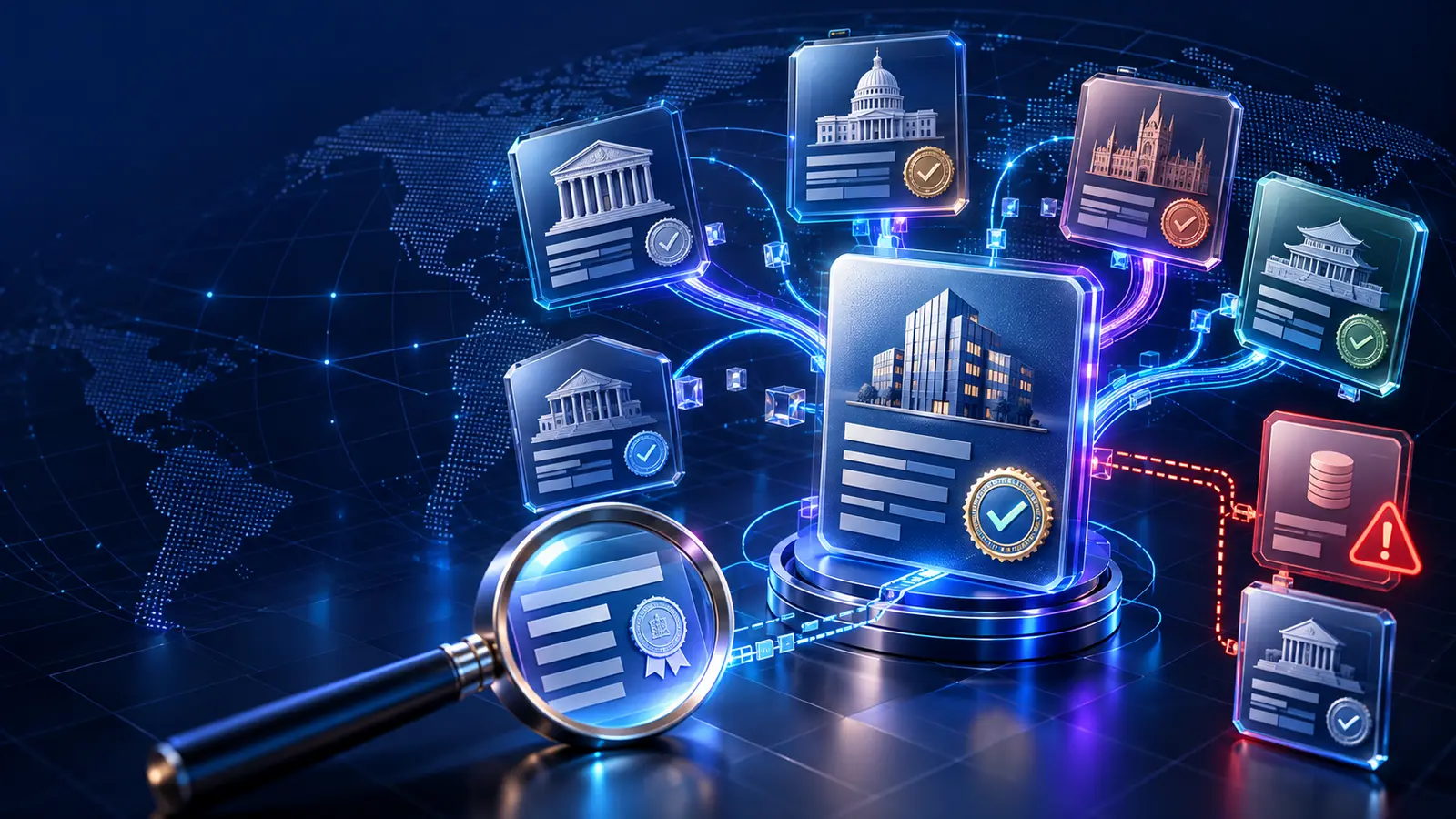Official company registry records from several jurisdictions converging into one verified legal-company profile